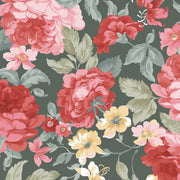 La Fleur Flannel Focal Floral Green Multi