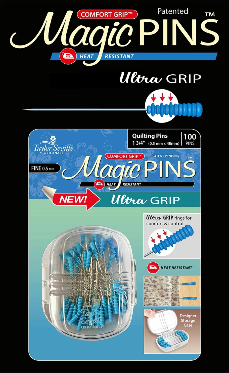 Magic Pin Ultra Grip Quilting FINE 100pc