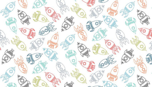 Outer Space Rockets White