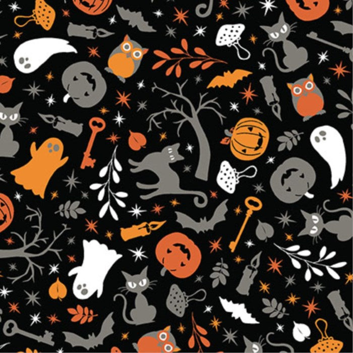 FQ Pumpkin & Potions Cats & Ghosts Black