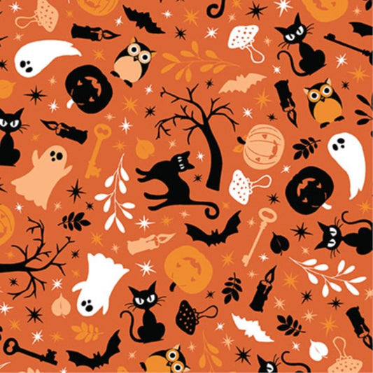 Pumpkin & Potions Cats & Ghosts Black