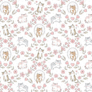 Purrfection Flannel Cat's Garden White