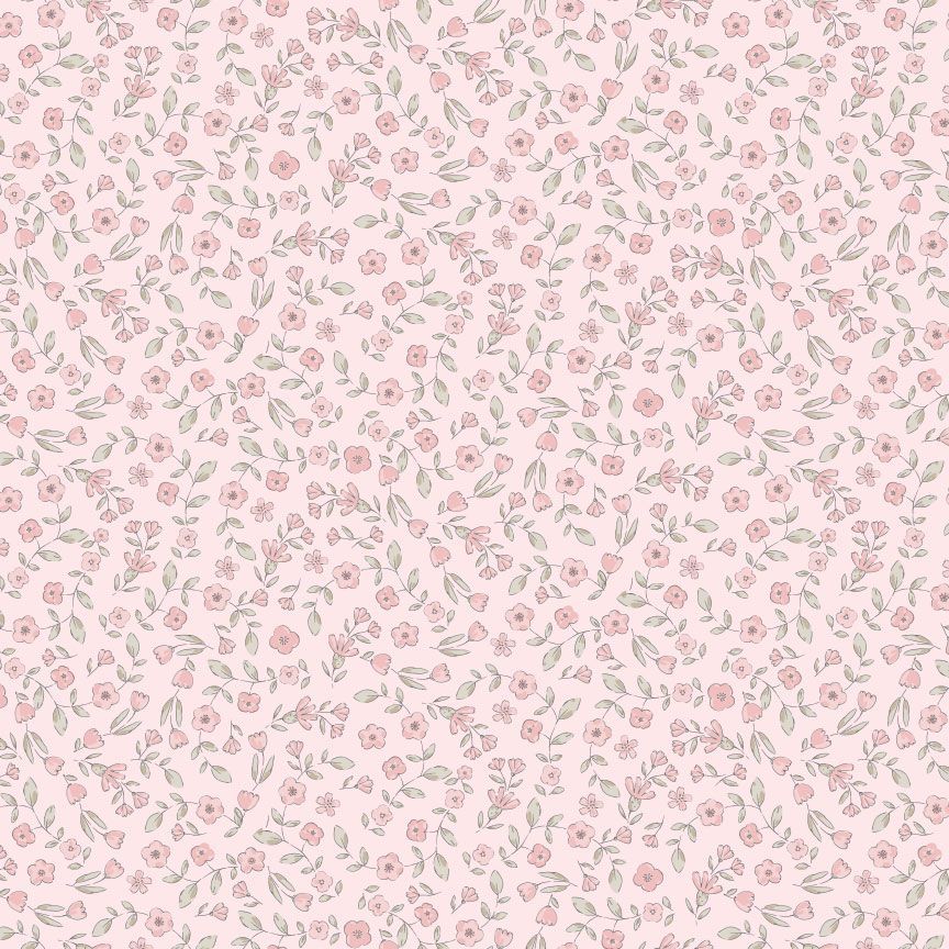 Purrfection Flannel Tiny Floral Vines Pink