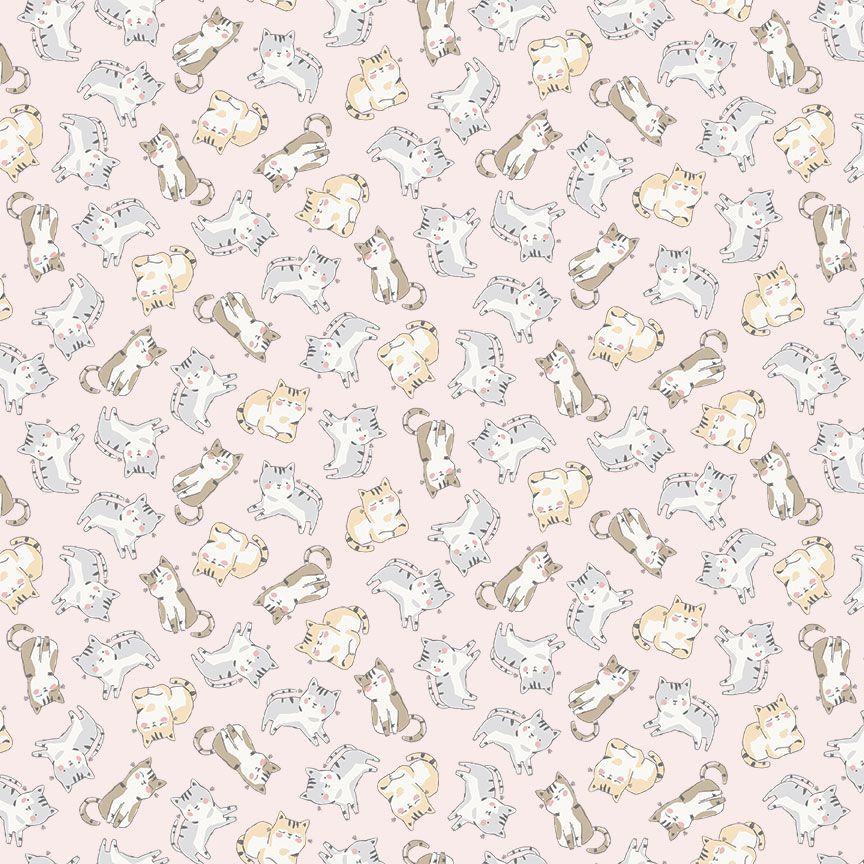 Purrfection Flannel Tossed Cats Pink