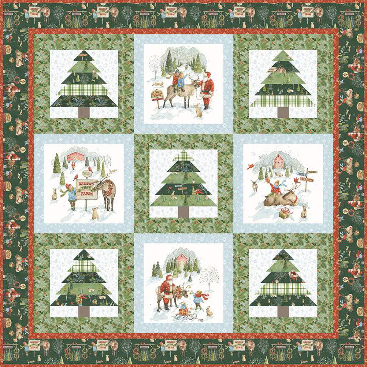 Santa's Tree Farm Panel Quilt Kit