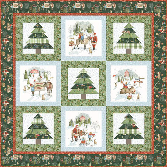 Santa's Tree Farm Panel Quilt Kit