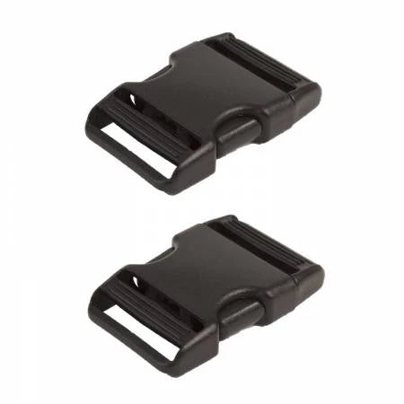 Side Release Buckle 1in Black Plastic (2Pk)