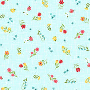 Sippin On Sunshine Ditsy On Texture Aqua Blue