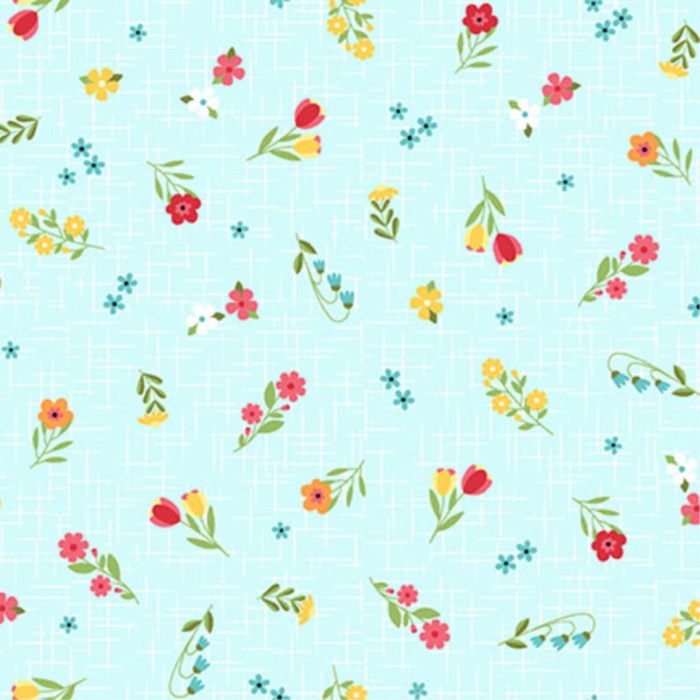 Sippin On Sunshine Ditsy On Texture Aqua Blue