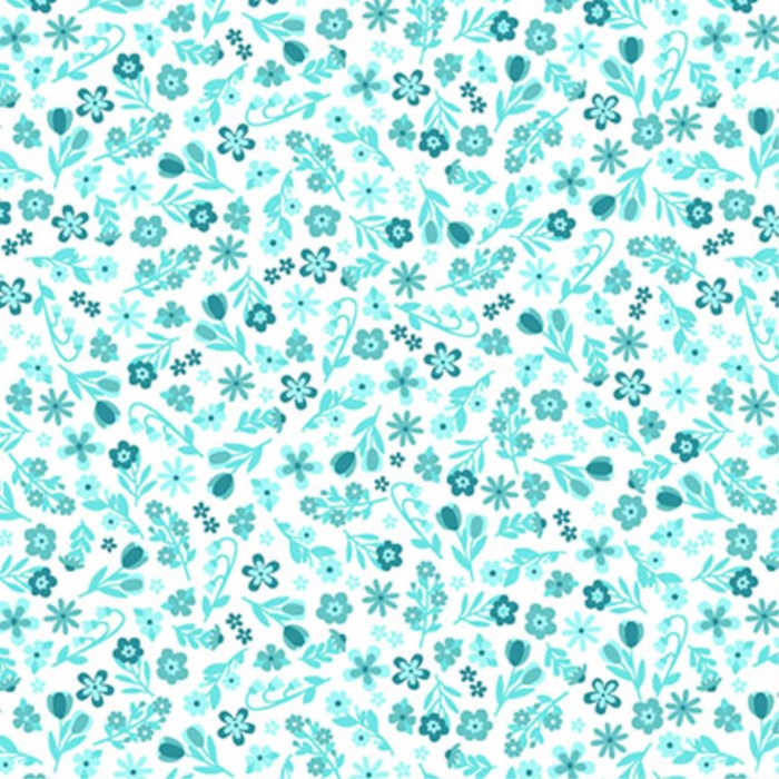 Sippin On Sunshine Tonal Packed Ditsy Aqua Blue