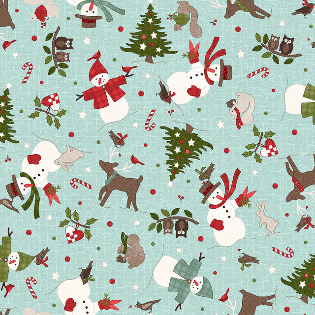 Snowtop Mountain Flannel Christmas Toss Aqua