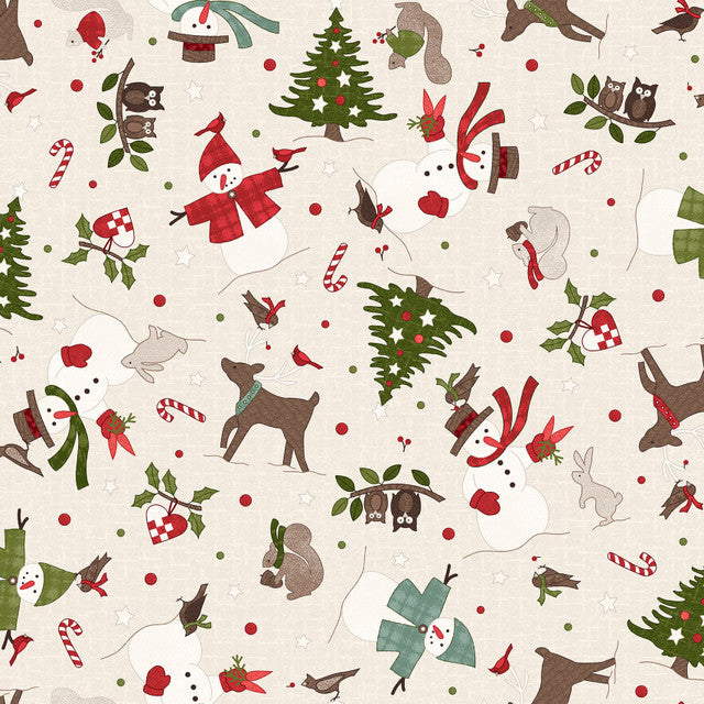 Snowtop Mountain Flannel Christmas Toss Cream