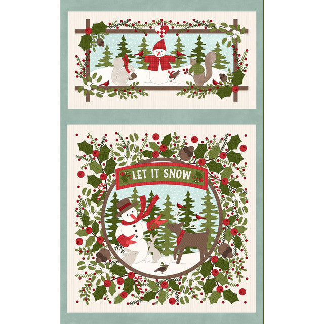 Snowtop Mountain Flannel Panel 27" x 44" Cream