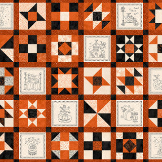 Spooky Stitches Running Blocks Orange Panel