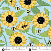 Sunny Honey Blooms Abuzz Blue