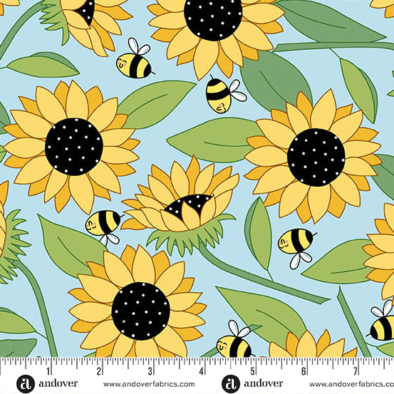 Sunny Honey Blooms Abuzz Blue