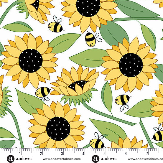 Sunny Honey Blooms Abuzz White