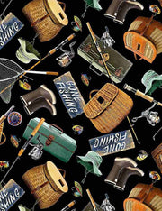 Cabin Rules Fishing Gear Black