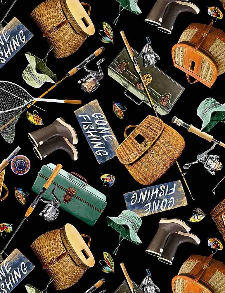 Cabin Rules Fishing Gear Black