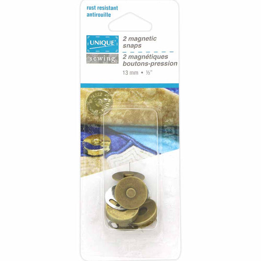 UNIQUE SEWING Magnetic Snaps 13mm Antique Gold (2 pcs)