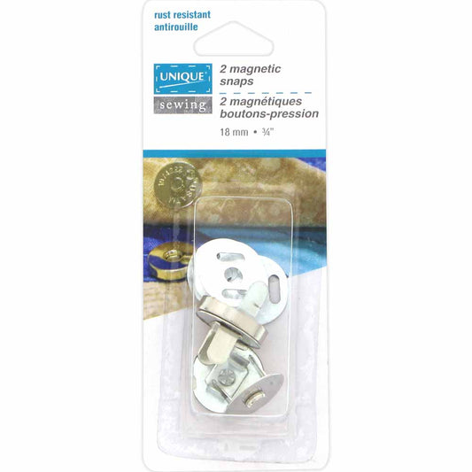 UNIQUE SEWING Magnetic Snaps 18mm Silver (2 pcs)