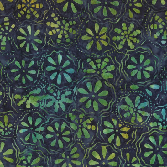 FQ Floating Flowers Dk Blue