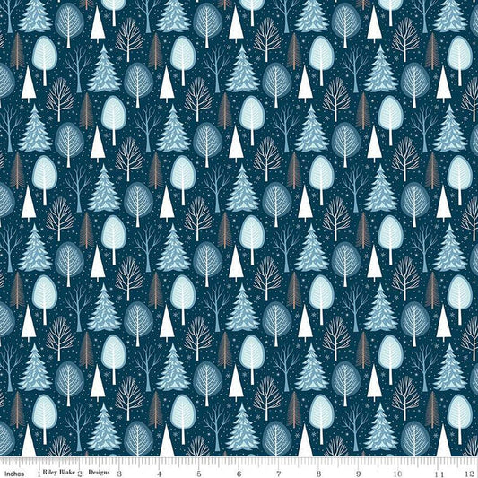 Winter Magic Trees Navy
