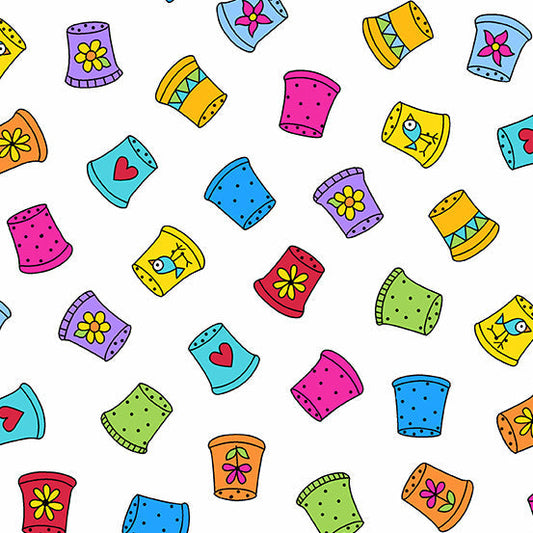 Sew Happy Thimble Collection White