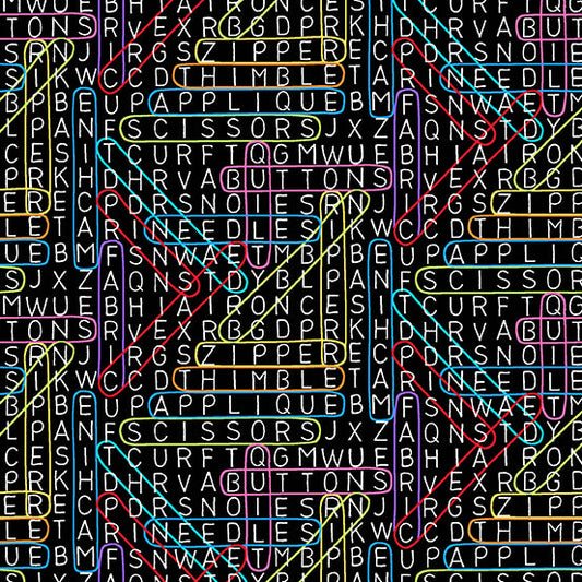 Sew Happy Word Search Black