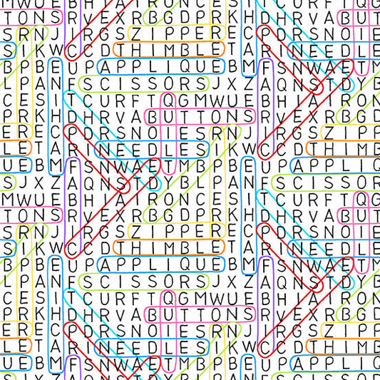 Sew Happy Word Search White