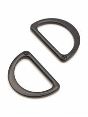 D Ring Flat 1in Black Metal