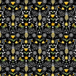 Bee Happy Bees in Bloom Black - A516-K