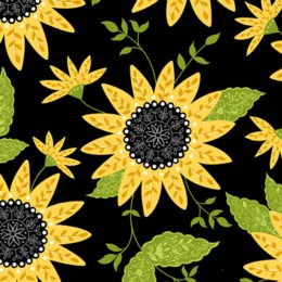 Bee Happy Sunflowers Black - A515-K
