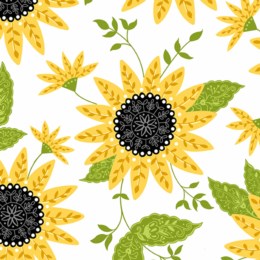 FQ Bee Happy Sunflowers White - A515-L