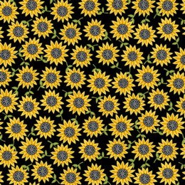 Bee Happy Tiny Sunflowers Black - A518-K