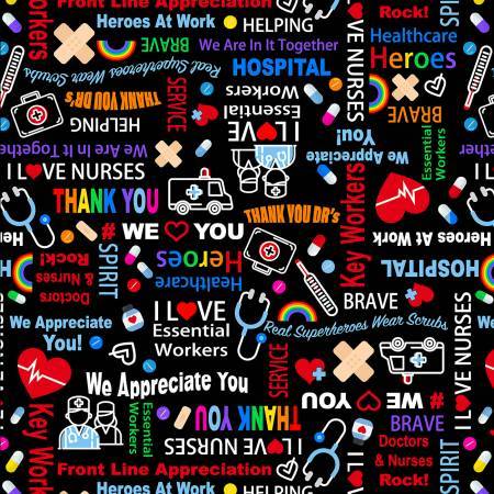 Healthcare Heroes on Black Digitally Printed