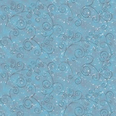 1 Meter Welcome Winter Swirling Snow Blue - 9702-11