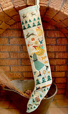 Carriage House Samplings - Skating Santa Stocking