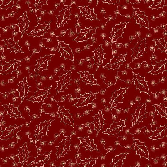 Cozy Christmas Holly Red 108" Quilt Back