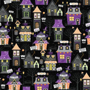 Halloween Fabric Houses Black