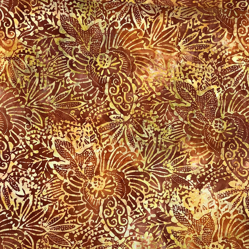 FQ Batiks -Rust/Orange Floral