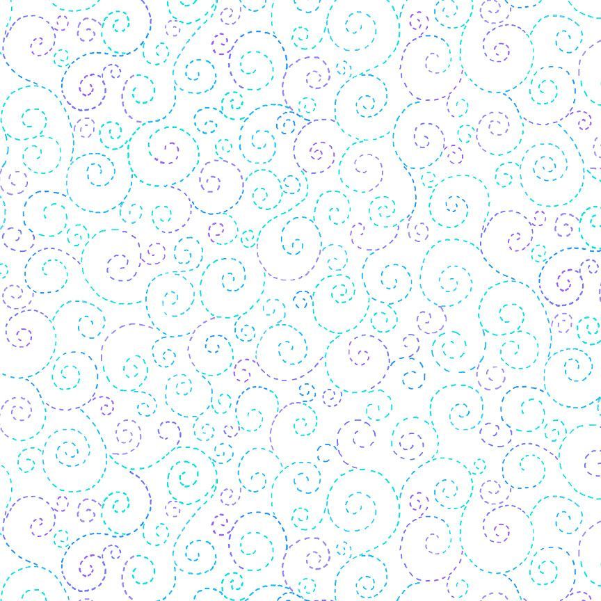 Indigo Garden Extra Wide Backing Swirl  White