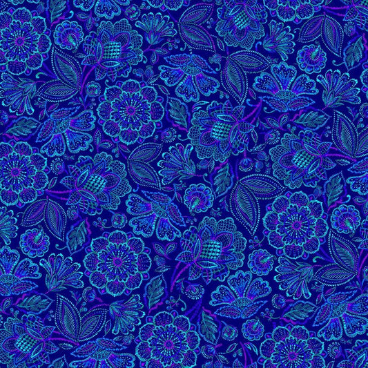Indigo Garden Packed Jacobean Floral Royal