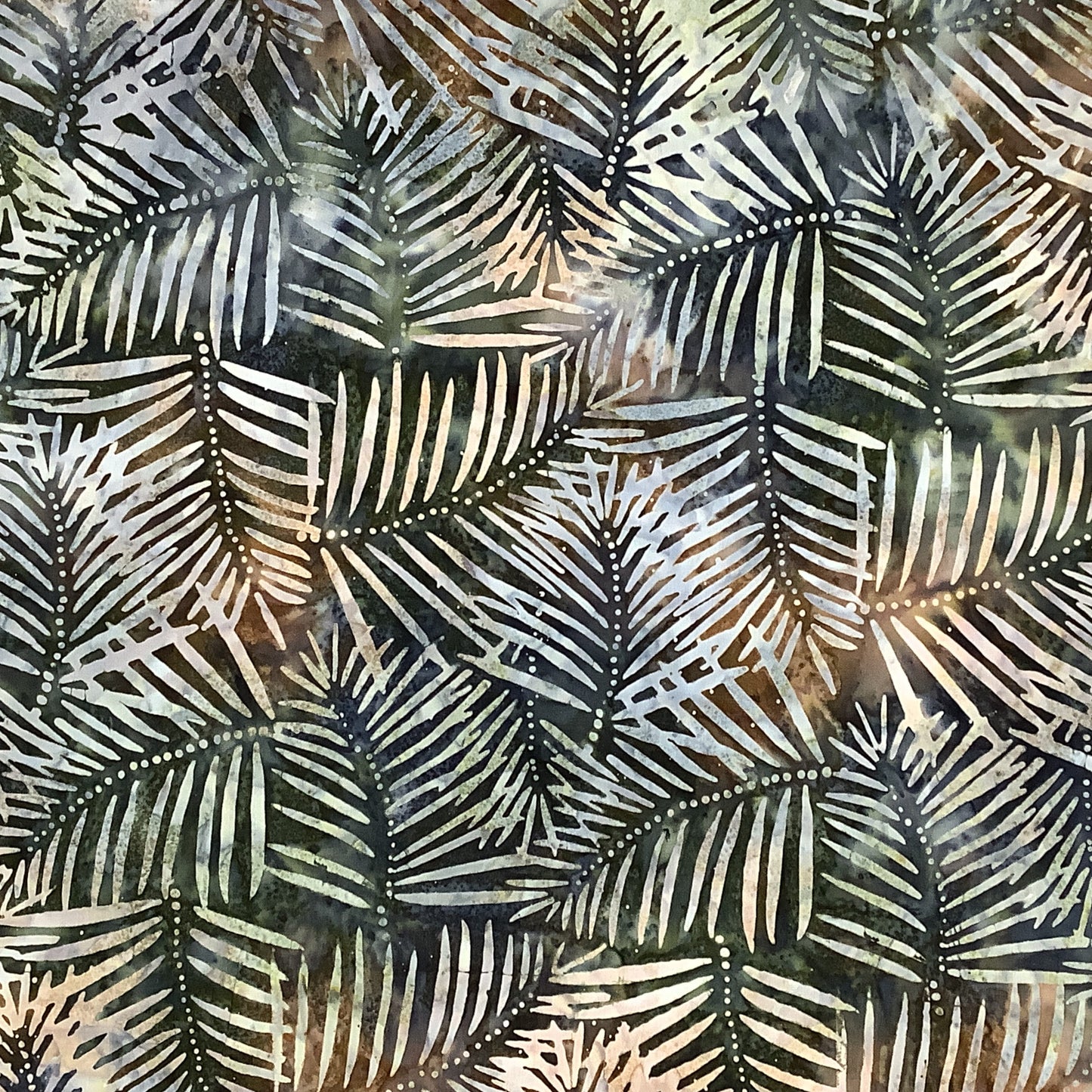 Batiks Green Brown Leaf