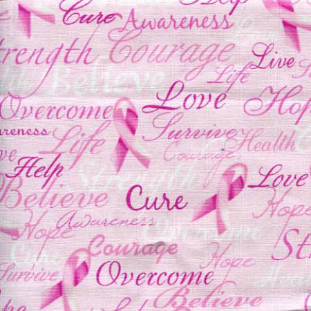 Cancer Awareness Pink Ribbon & Words
