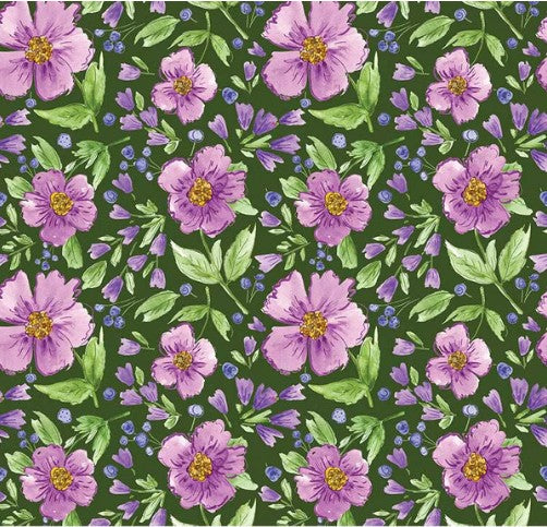 Plum Petals Main Green