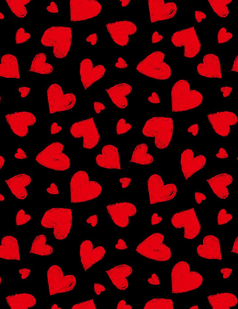 Red Chalk Hearts - C7745-BLK