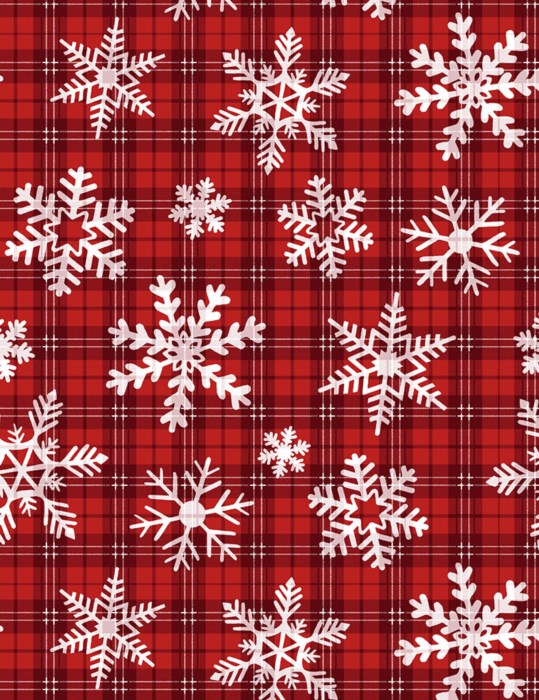 Softie Holiday Snowflakes on Plaid Red - PD1466-Red