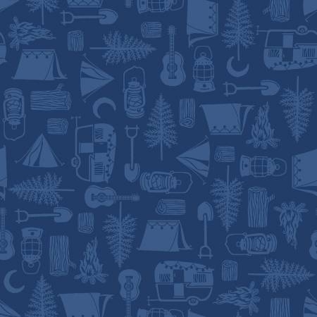 Medium Blue Tone On Tone Camping Icons