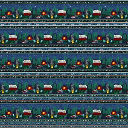 Midnight Camping Border Stripe